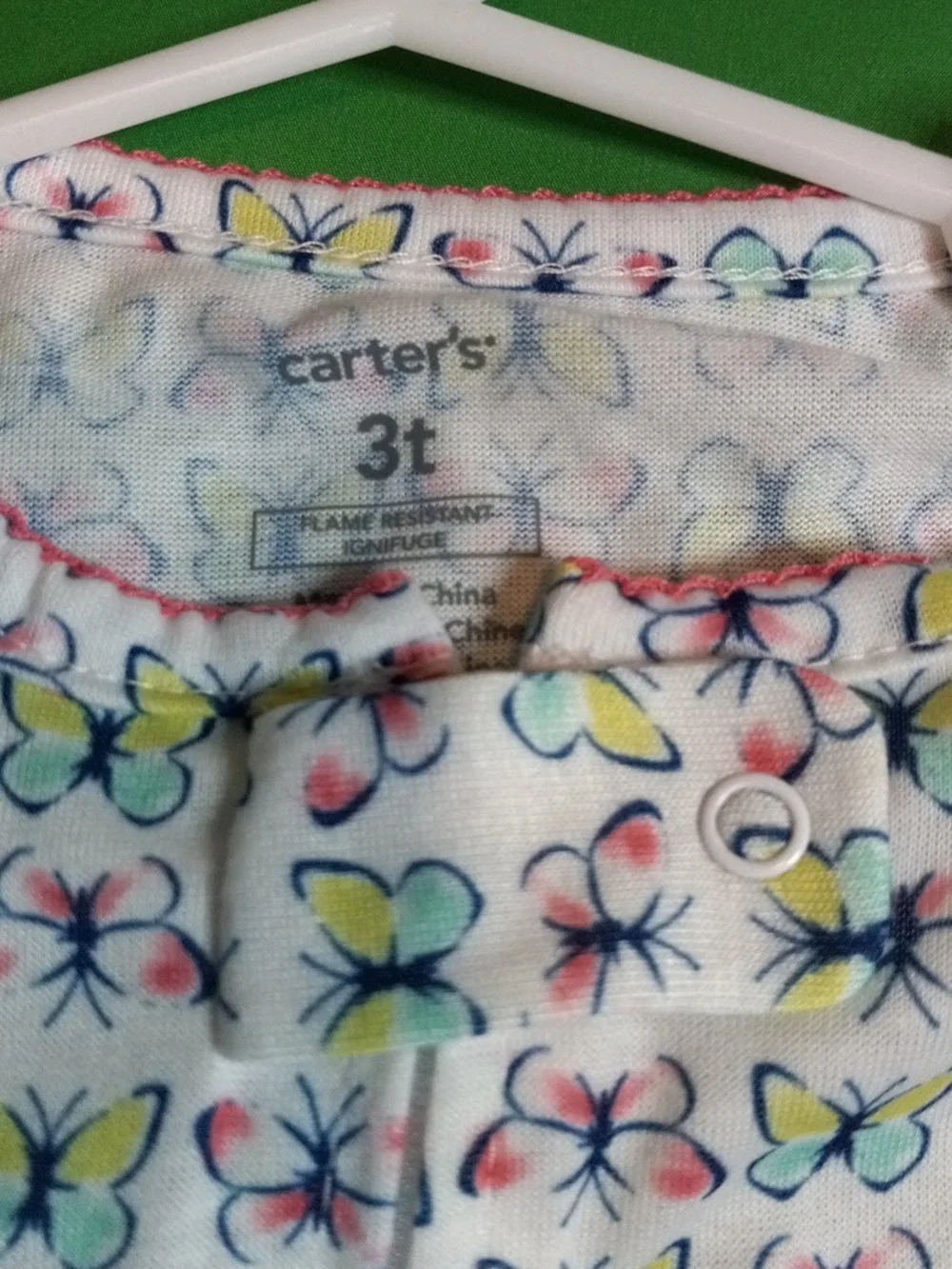 Carter's White Baby One-Piece Footed Pajamas with Multicolor Butterfly Print
